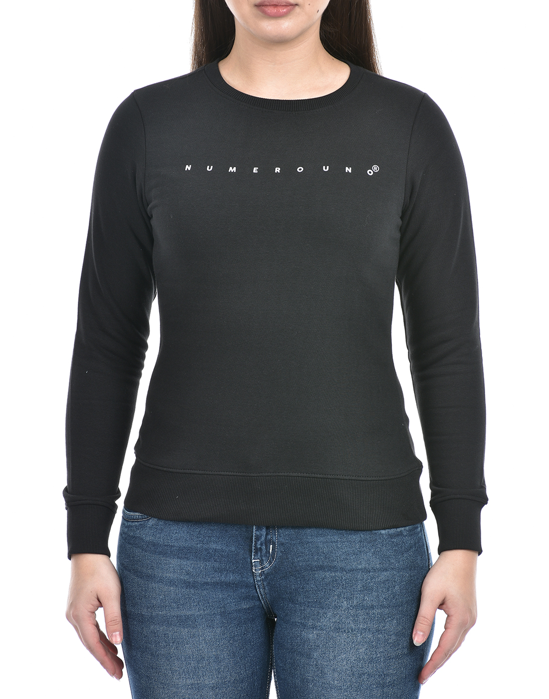 Numero Uno Women Abstract Black Sweat Shirt